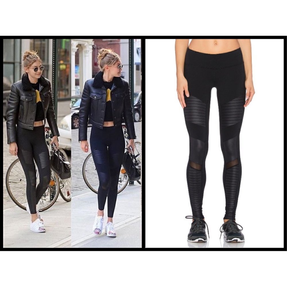 💕ALO YOGA💕 Moto Legging ~ Black Glossy XS